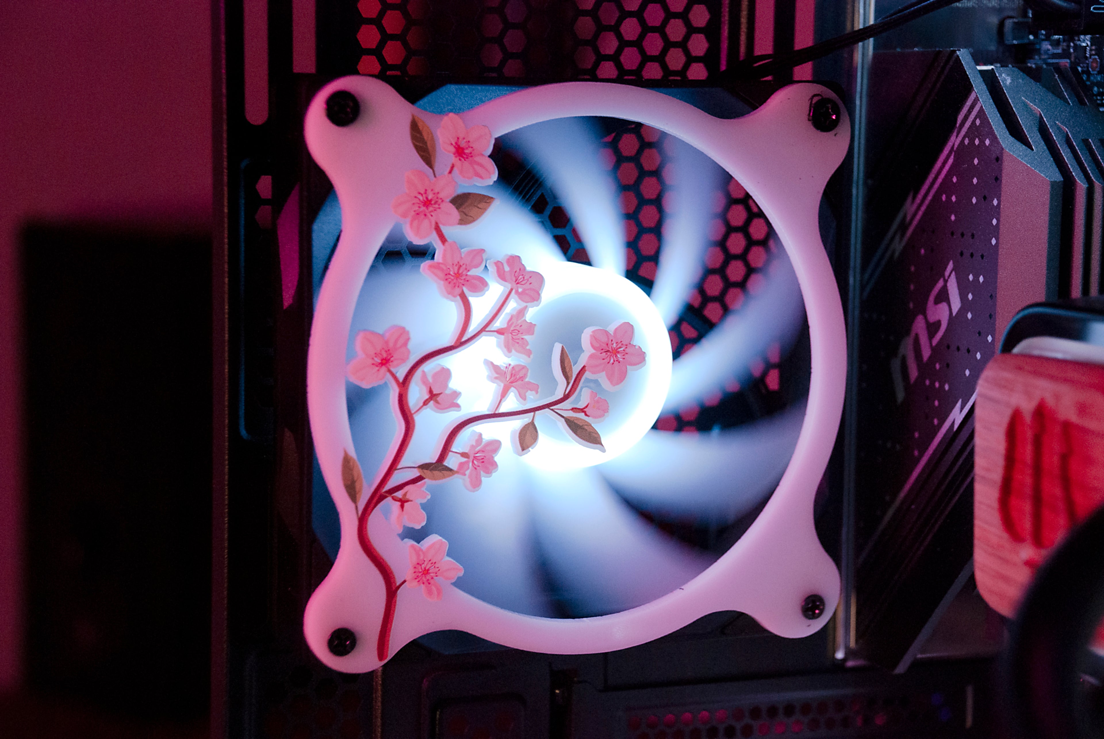 Cherry Blossom Printed Acrylic Fan Grill